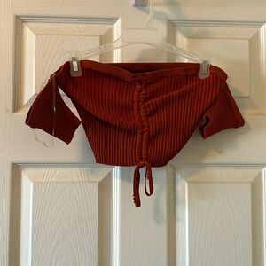 Hera Collection Rust Orange Crop Top And Skirt Set